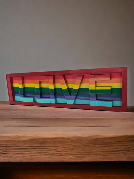 Over the Rainbow wood Love sign